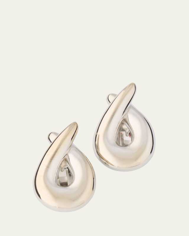 Silver Plated Clip Earrings, 3.5"L